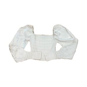 Miss selfie champagne balloon sleeve crop top